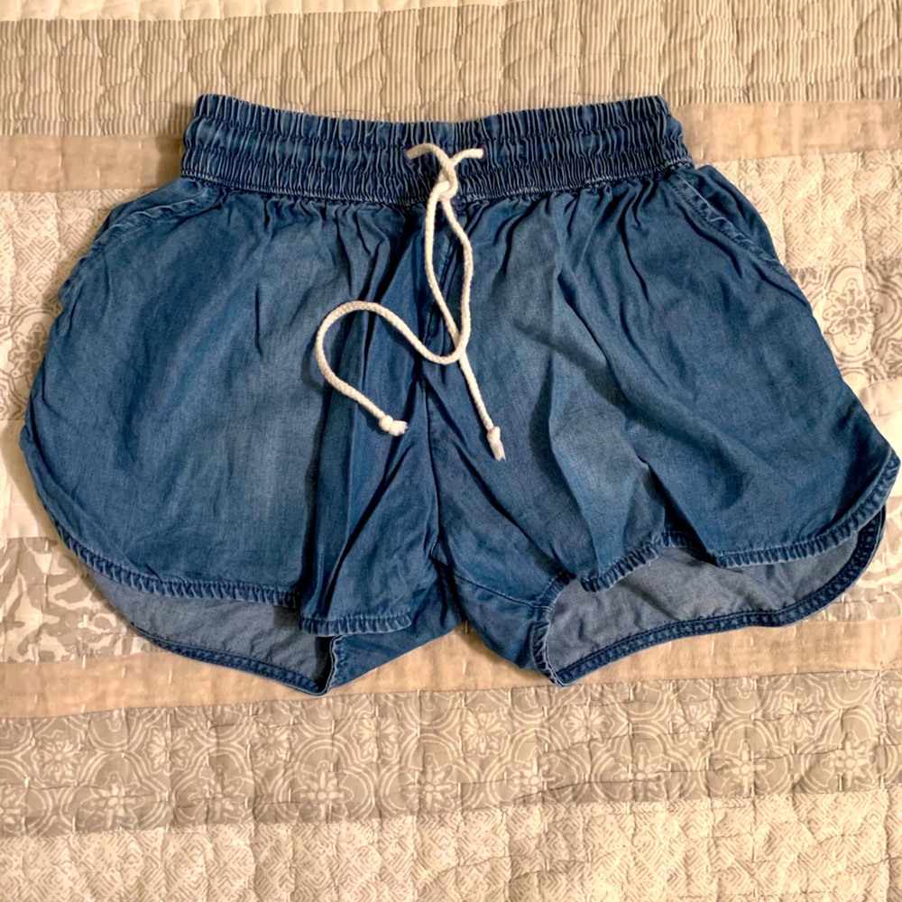 Cotton elastic draw string shorts